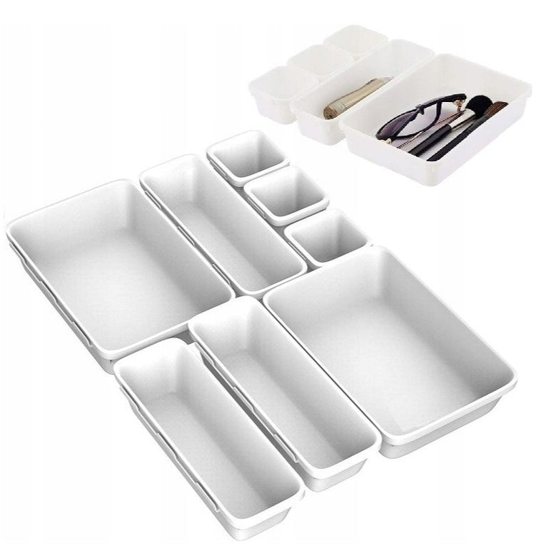 Organizator sertar, Zola®, 8 cutii independente, inaltime 5 cm, alb Organizator sertar, Zola®, 8 cutii independente, inaltime 5 cm, alb